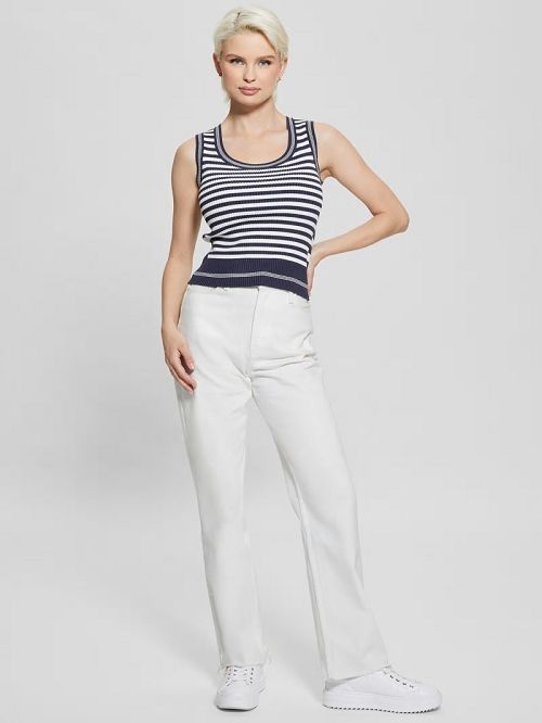 Guess Eco Stripe Ribbed Marti Tank Albastri | GUESS-SN27083