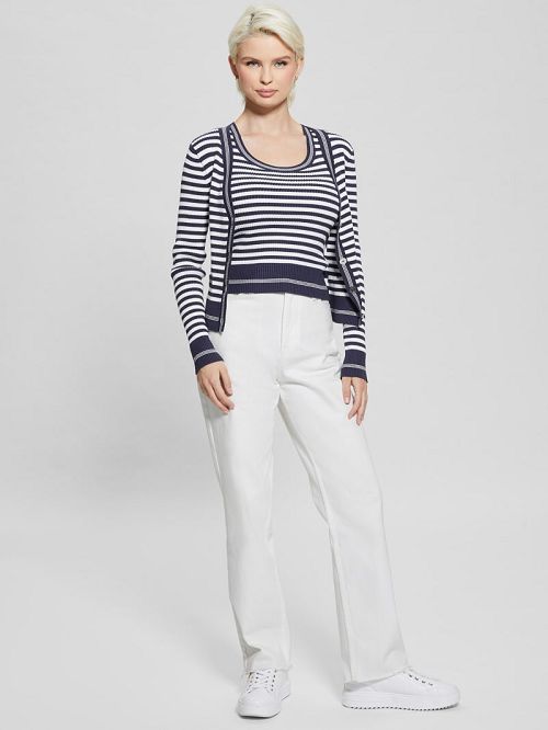 Guess Eco Stripe Ribbed Marti Tank Albastri | GUESS-SN27083