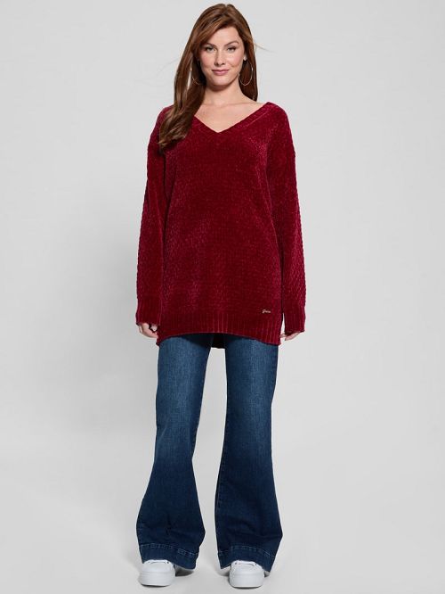 Guess Eco Talia Longline Chenille Sweater Rosii | GUESS-SN27254