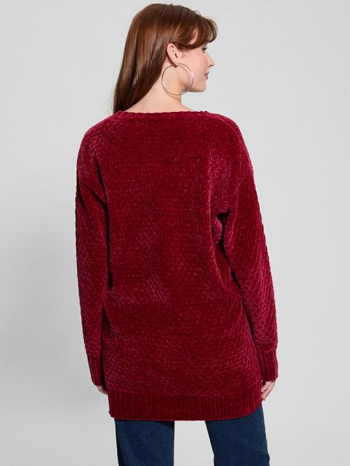Guess Eco Talia Longline Chenille Sweater Rosii | GUESS-SN27254