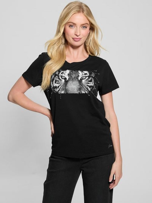 Guess Eco Tiger Eyes Easy Tee Negrii | GUESS-SN27437