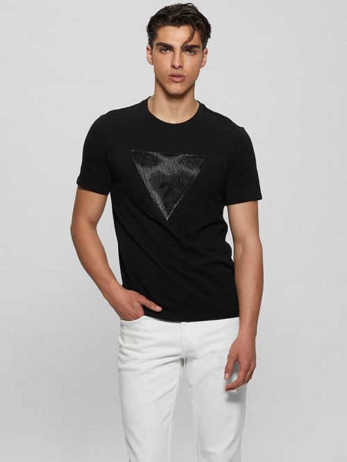 Guess Eco Triangle Crewneck Tee Negrii | GUESS-SN31540