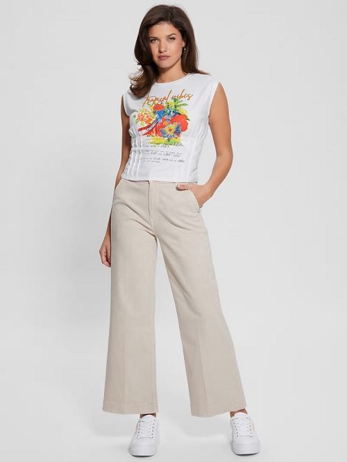 Guess Eco Tropical Vibes Corset Tee Albi | GUESS-SN27598