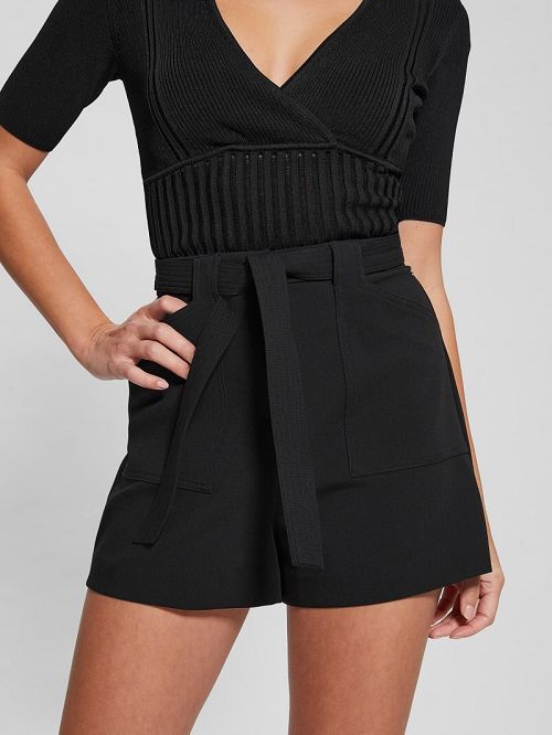 Guess Eco Valentina Crepe Shorts Negrii | GUESS-SN28088