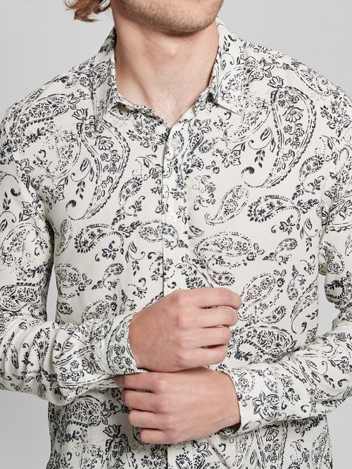 Guess Eco Vintage Paisley Shirt Negrii Albi | GUESS-SN31117