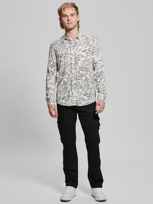 Guess Eco Vintage Paisley Shirt Negrii Albi | GUESS-SN31117