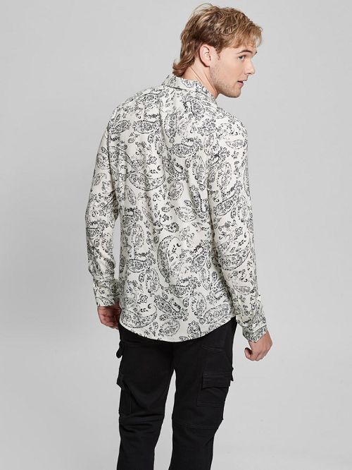 Guess Eco Vintage Paisley Shirt Negrii Albi | GUESS-SN31117