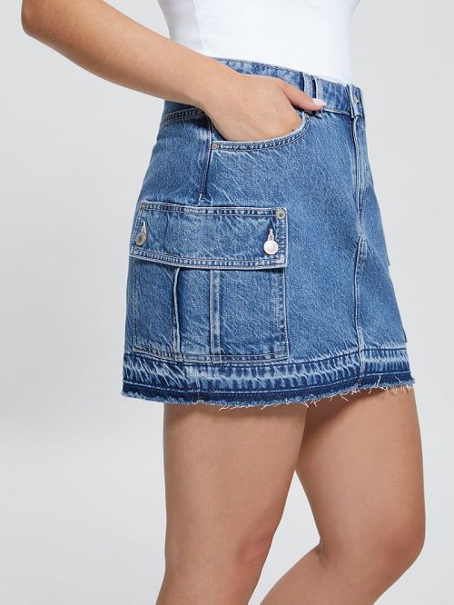 Guess Eco Vivette Denim Mini Skirt Albastri | GUESS-SN26543