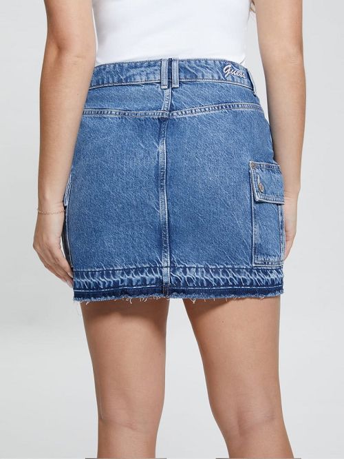 Guess Eco Vivette Denim Mini Skirt Albastri | GUESS-SN26543