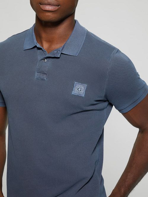 Guess Eco Washed Polo Albastri | GUESS-SN31220