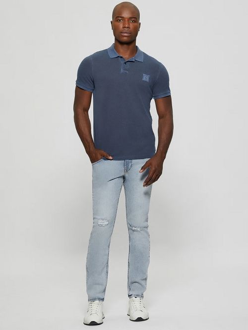 Guess Eco Washed Polo Albastri | GUESS-SN31220
