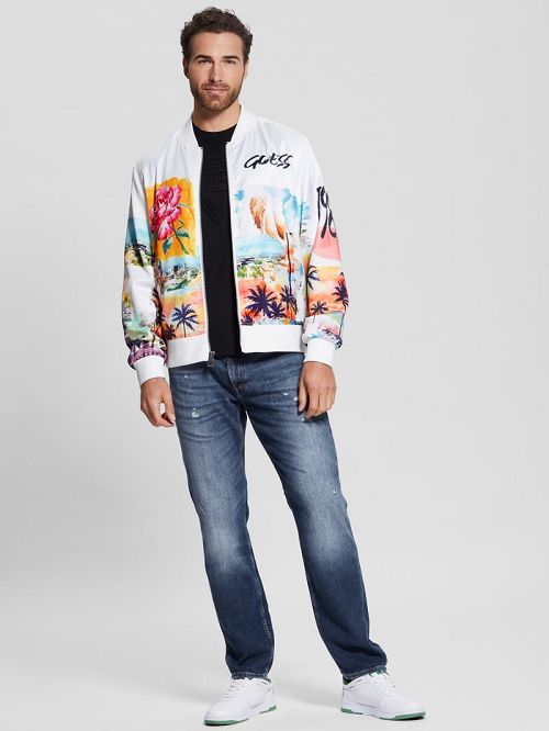 Guess Eco Watercolor Satin Flight Jacket Albi | GUESS-SN30727
