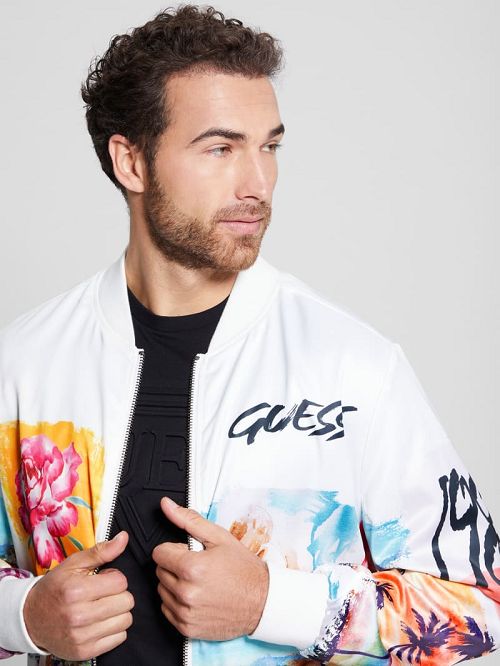 Guess Eco Watercolor Satin Flight Jacket Albi | GUESS-SN30727