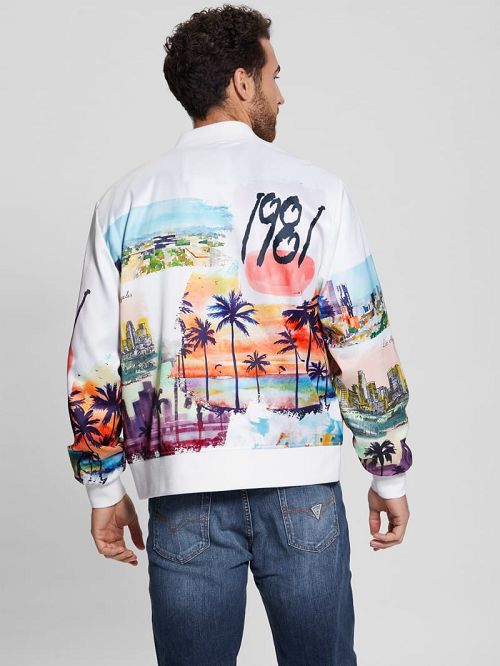 Guess Eco Watercolor Satin Flight Jacket Albi | GUESS-SN30727