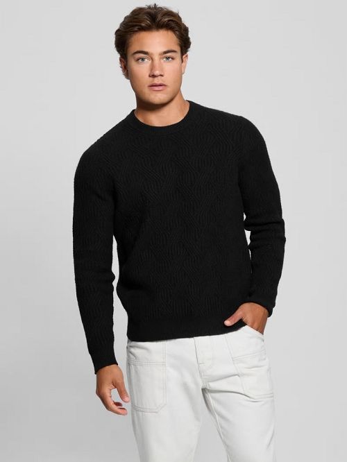 Guess Eco Wesley Lattice Sweater Negrii | GUESS-SN30904