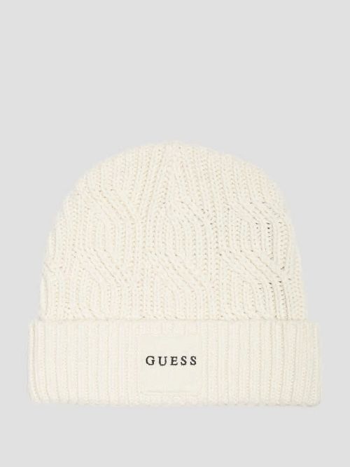 Guess Eco Wool-Blend Cable-Knit Beanie Albi | GUESS-SN30159