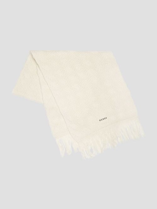 Guess Eco Wool-Blend Cable-Knit Scarf Albi | GUESS-SN31851