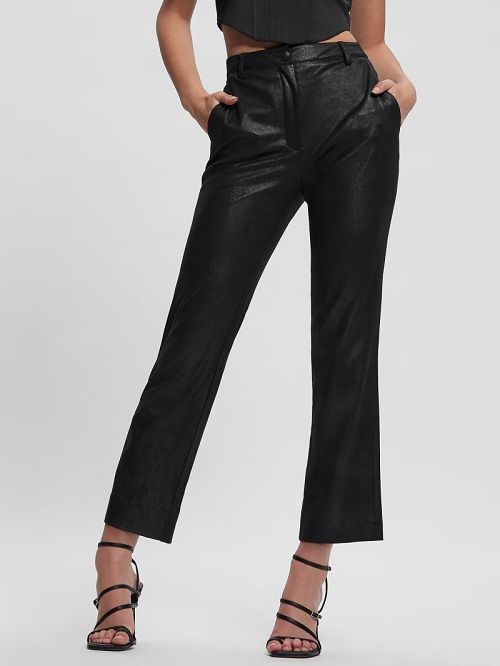 Guess Eco Zoe Faux-Suede Straight Pants Negrii | GUESS-SN28200
