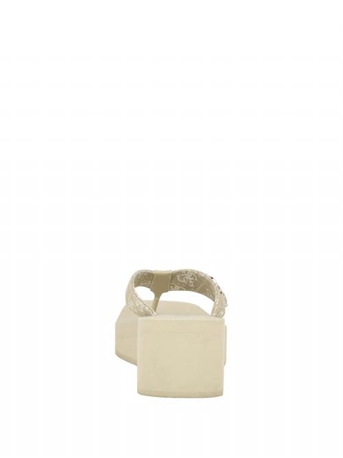 Guess Edany Denim G Buckle Wedge Sandals Bej | GUESS-SN29729