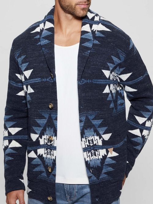 Guess Efisio Southwest Cardigan Albastri | GUESS-SN31038