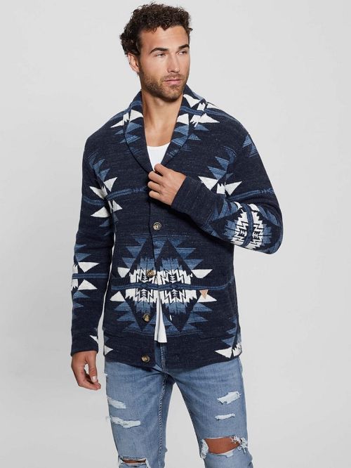 Guess Efisio Southwest Cardigan Albastri | GUESS-SN31038