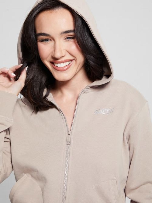 Guess Eleanora Zip Hoodie Bej | GUESS-SN27653