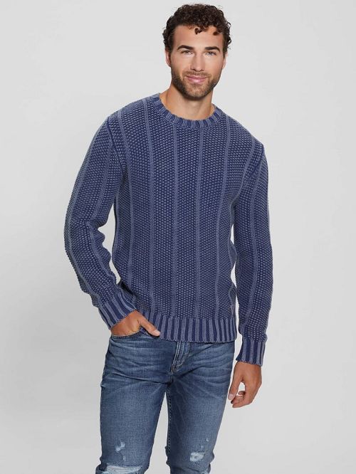 Guess Eli Treated Stitched Sweater Albastri | GUESS-SN31052