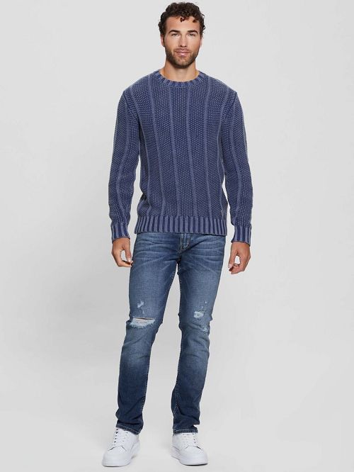 Guess Eli Treated Stitched Sweater Albastri | GUESS-SN31052