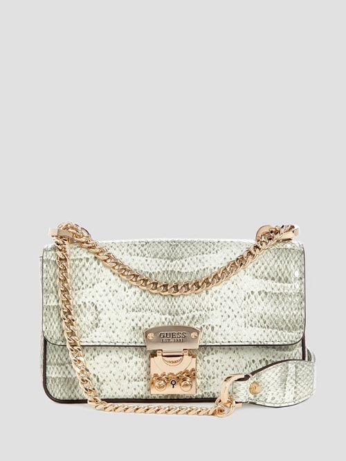 Guess Eliette Snakeskin Mini Convertible Crossbody Maro | GUESS-SN28876