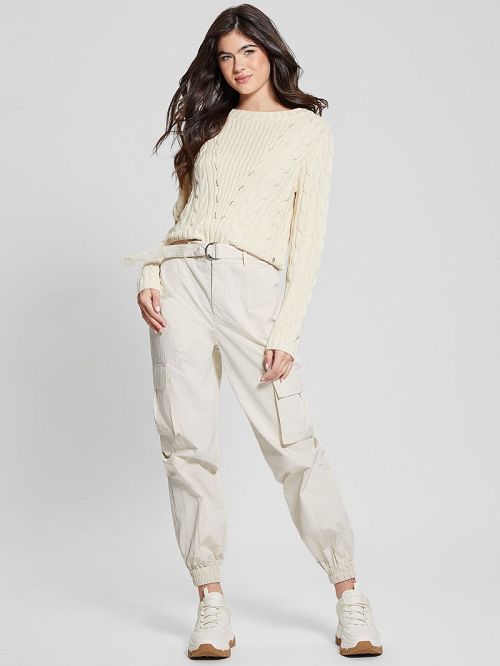 Guess Elle Cable Knit Sweater Albi | GUESS-SN27721