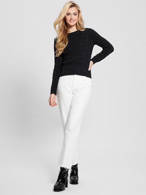Guess Elle Cable Knit Sweater Negrii | GUESS-SN27783
