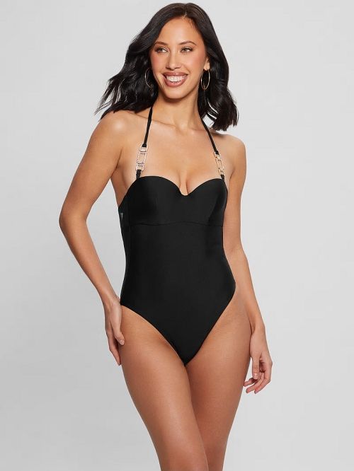 Guess Embellished One-Piece Swimsuit Negrii | GUESS-SN28538