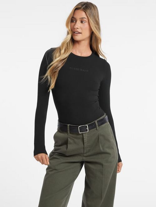 Guess Embroidered Logo Bodysuit Negrii | GUESS-SN27301