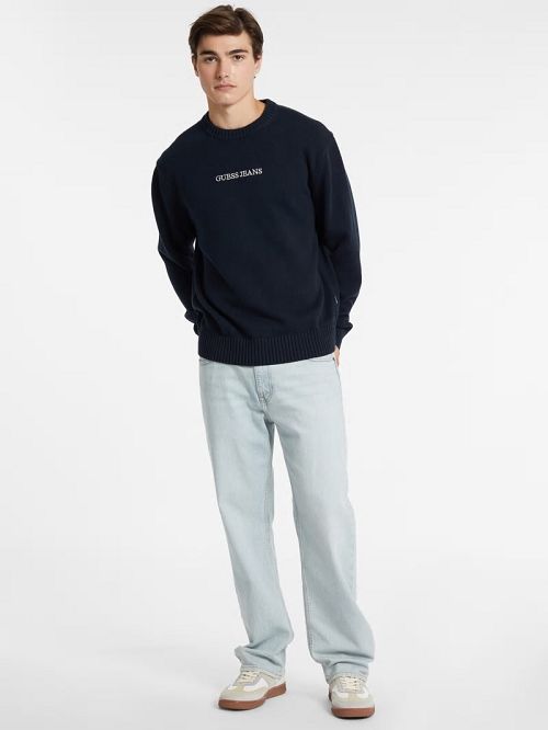 Guess Embroidered Logo Sweater Albastri | GUESS-SN31008