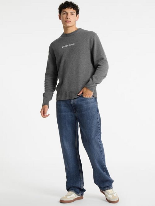 Guess Embroidered Logo Sweater Gri | GUESS-SN30997