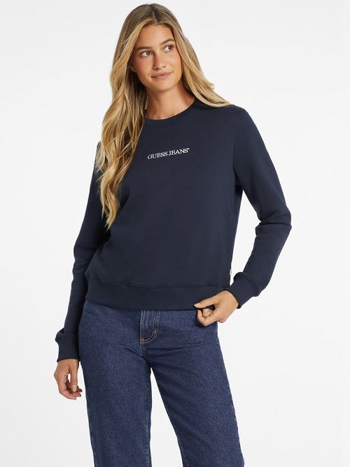 Guess Embroidered Logo Sweatshirt Albastri | GUESS-SN27734