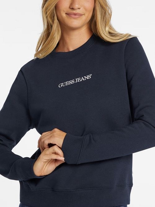 Guess Embroidered Logo Sweatshirt Albastri | GUESS-SN27734
