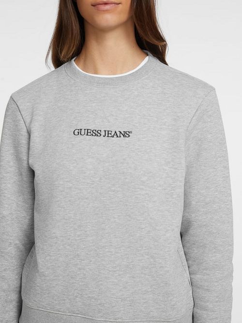Guess Embroidered Logo Sweatshirt Gri | GUESS-SN27667