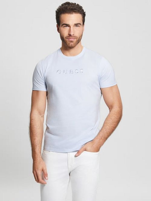 Guess Embroidered Logo Tee Albastri | GUESS-SN30543