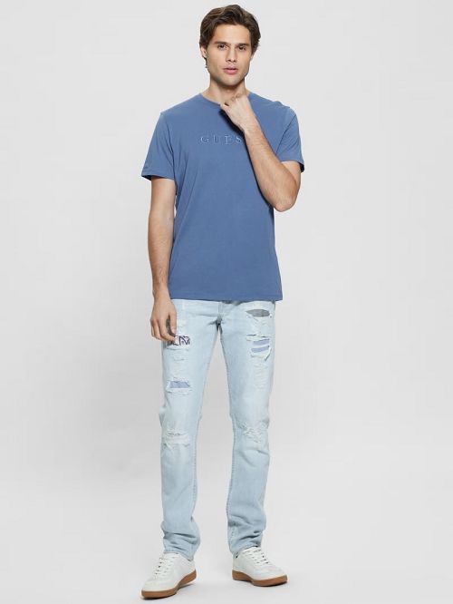 Guess Embroidered Logo Tee Albastri | GUESS-SN30548