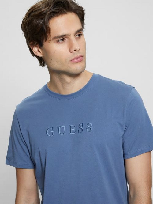 Guess Embroidered Logo Tee Albastri | GUESS-SN30548