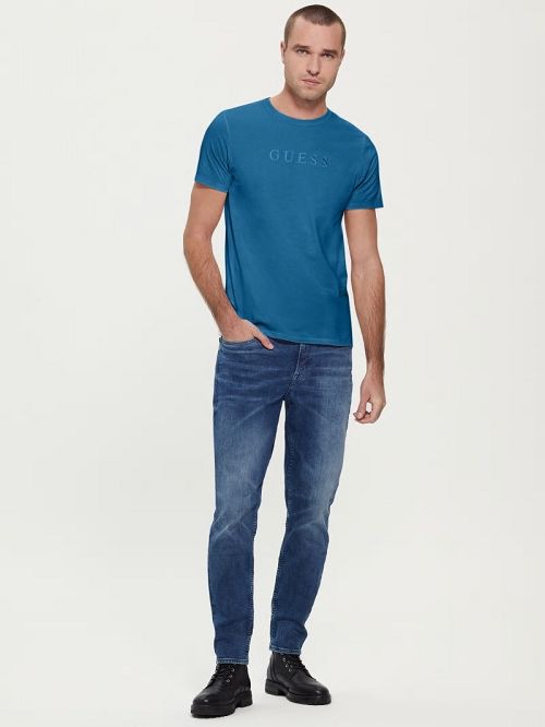 Guess Embroidered Logo Tee Albastri | GUESS-SN30647