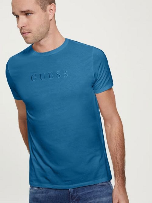 Guess Embroidered Logo Tee Albastri | GUESS-SN30647