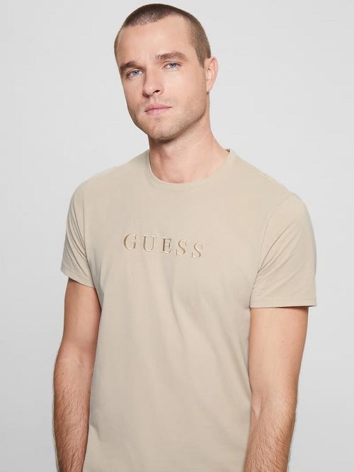 Guess Embroidered Logo Tee Bej | GUESS-SN30670