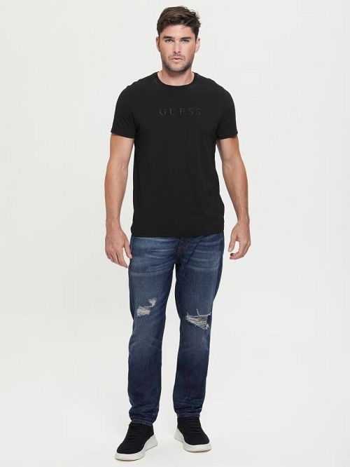 Guess Embroidered Logo Tee Negrii | GUESS-SN30550