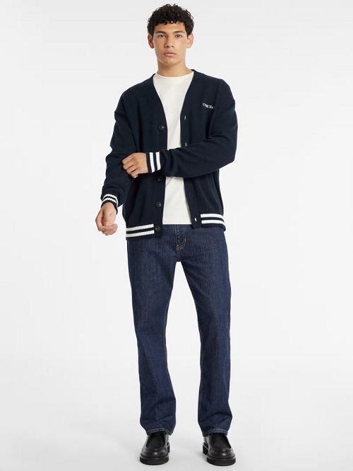 Guess Embroidered Logo Varsity Cardigan Albastri | GUESS-SN30909