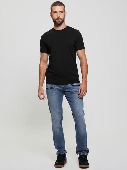 Guess Embroidered Signature Tee Negrii | GUESS-SN30703