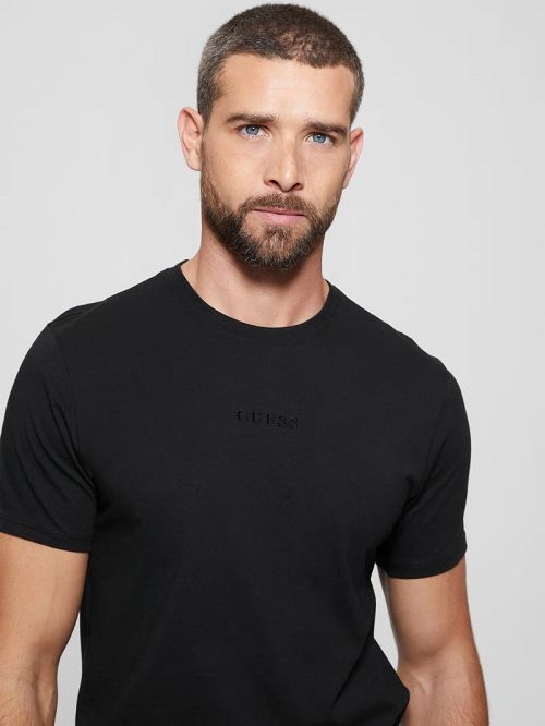 Guess Embroidered Signature Tee Negrii | GUESS-SN30703