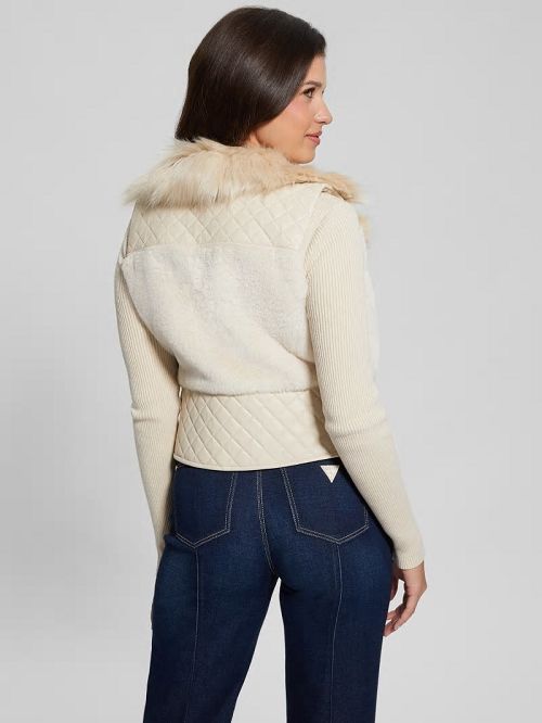 Guess Emma Faux-Fur Vest Albi | GUESS-SN27978
