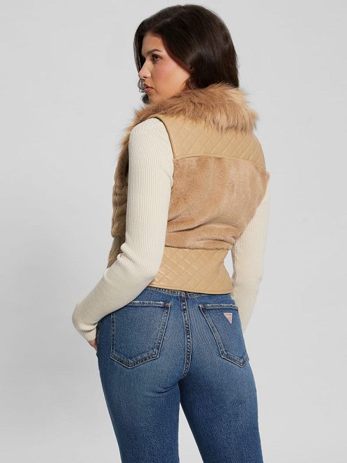Guess Emma Faux-Fur Vest Bej | GUESS-SN27954